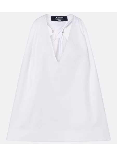 Top Jacquemus din poplin alb
