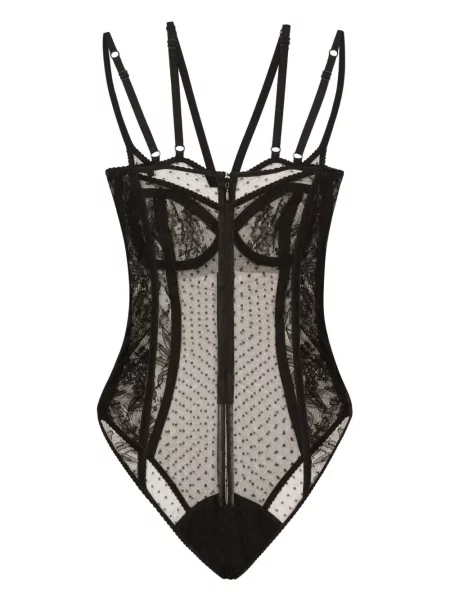 Gėlėtas skaidrus nėriniuotas glaustinukė Dolce & Gabbana juoda