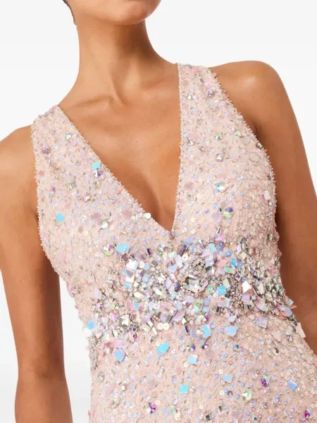 Rochie mini Jenny Packham cu decolteu în V roz