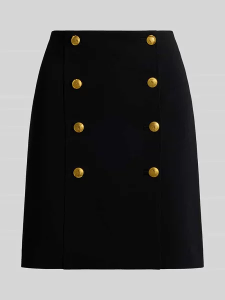 Wąska spódnica ołówkowa mini z detalami z guzikiem Lauren Ralph Lauren czarna
