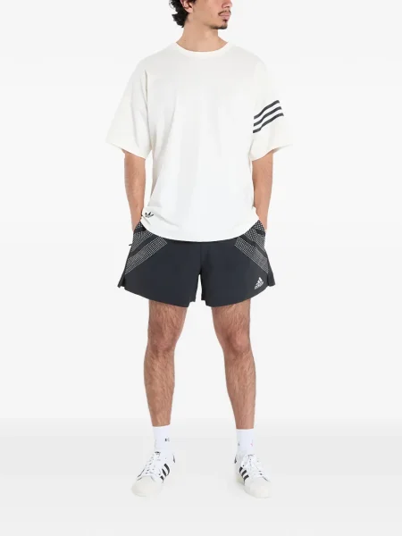 Tricou Adidas cu dungi cu broderie alergare gri