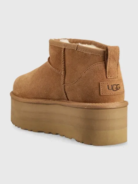 Chunky zkrácené semišové polokozačky Ugg hnědé