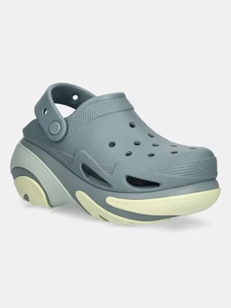 Crocs papuci Bubble Crush Clog femei cu platforma verde