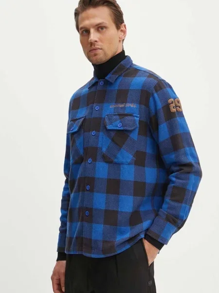 Риза Universal Works L/S Utility Shirt мъжка със стандартна кройка с класическа яка синьо