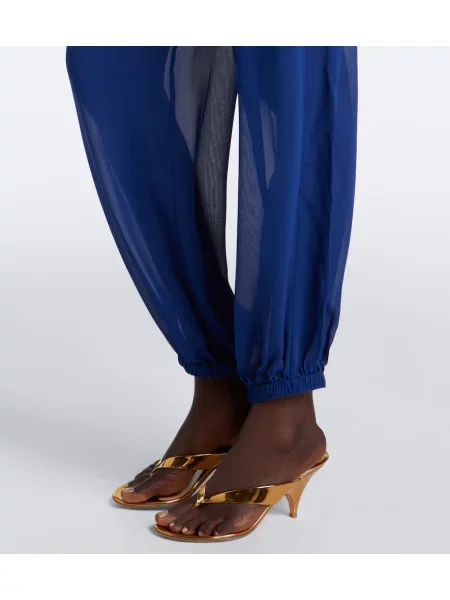Pantaloni Christopher Esber de mătase albastru