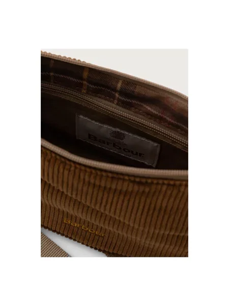 Barbour torebka crossbody sztruksowa brązowa
