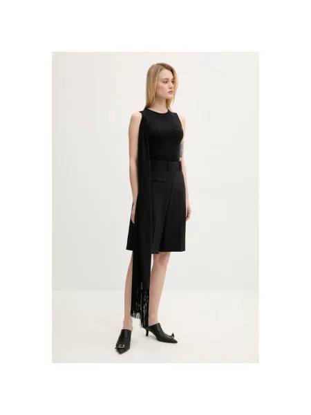 Top Mm6 Maison Margiela elegancki z frędzli czarny