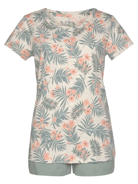 LASCANA Pantaloni scurți crem / fumuriu / portocaliu somon albastru