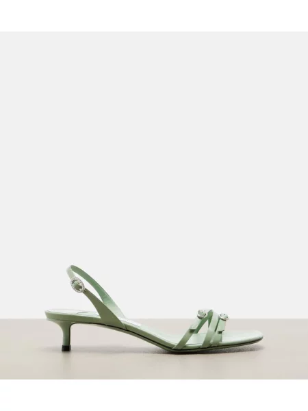 Sandale Jimmy Choo din piele de lac slingback verde