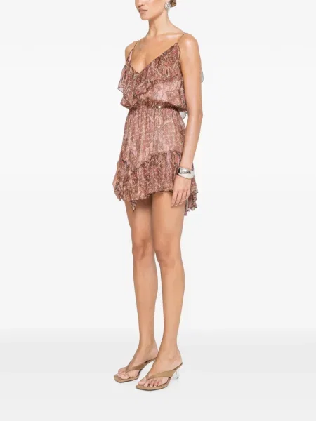 Rochie mini Nissa de mătase cu model floral cu imagine roz