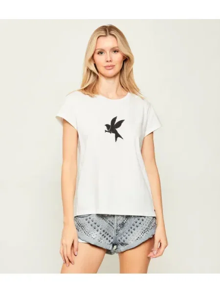 One Teaspoon Tricou CLASSIC BIRD | Relaxed fit alb