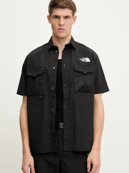 Риза The North Face TNF X NSE със свободна кройка с класическа яка черно
