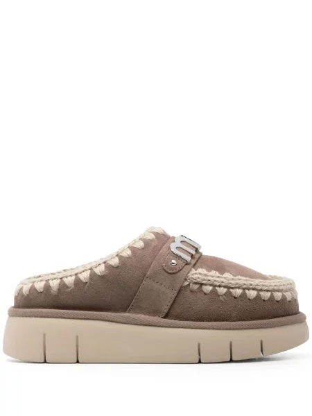 Papuci tip mules Mou din piele de căprioară