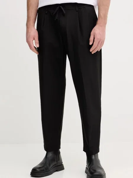 BOSS Green pantaloni T_Convert-Pleat drept negru