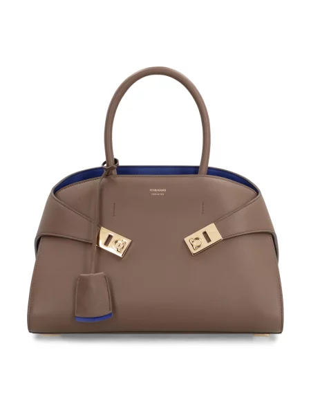 Torebka skórzana Salvatore Ferragamo bez fiszbin brązowa