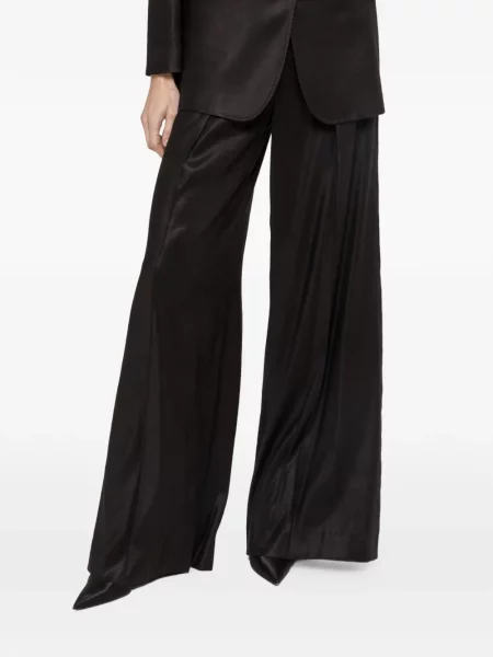 Pantaloni palazzo Nissa cu talie înaltă negru