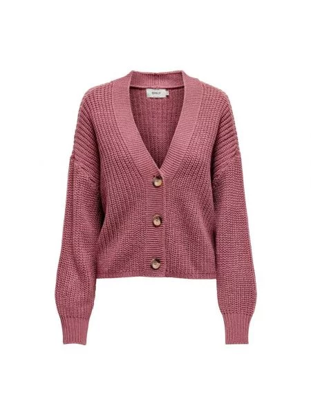 Kurtka z dzianiny o kroju regular fit z obniżonymi ramionami model ‘CAROL’ Only różowa