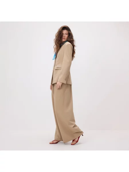 Reserved Kalhoty wide leg béžová