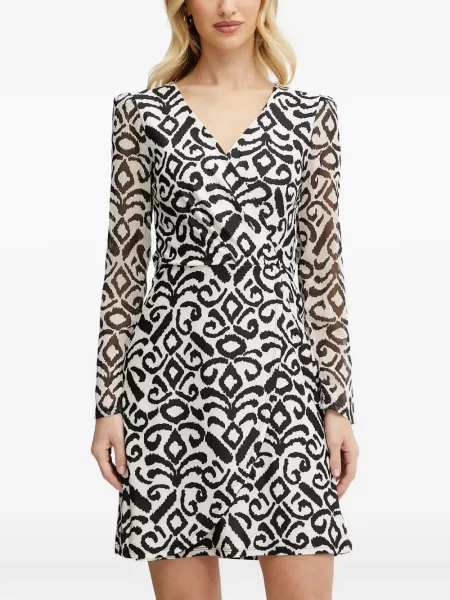 Rochie mini Morgan cu imagine cu decolteu în V alb
