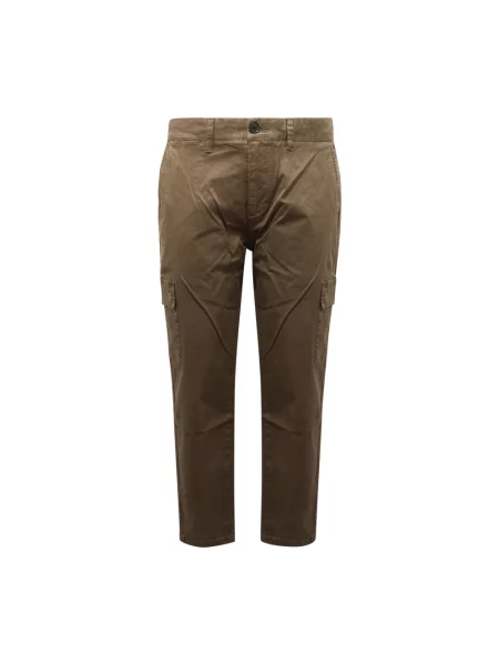 Lniane spodnie cargo Sun68 zielone