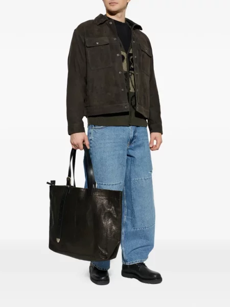 Geanta de piele Allsaints maro