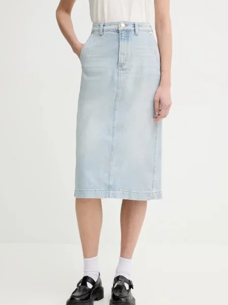 Marc O'Polo spódnica jeansowa midi prosta niebieski
