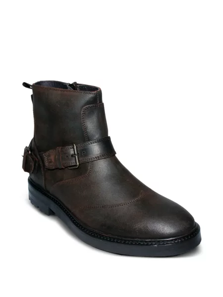 Kožené kotníkové boty Belstaff s přezkou na ramínka hnědé
