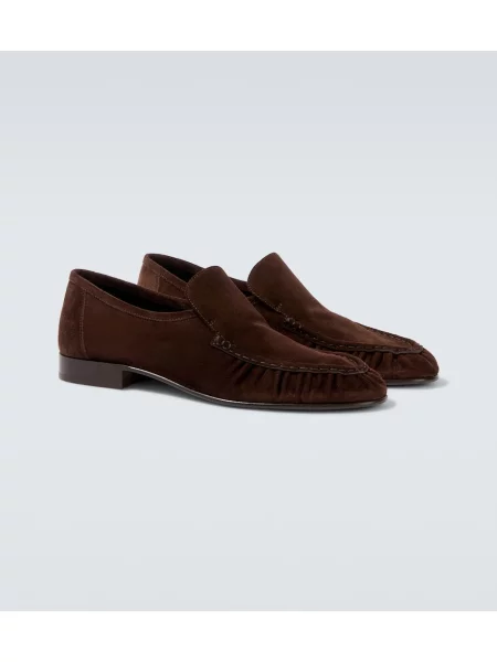 Pantofi loafer The Row din piele de căprioară maro