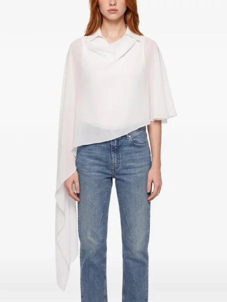 Poncho Antonelli asimetric drapate alb