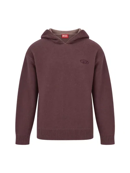 Bluza z kapturem Diesel wełniana fioletowa
