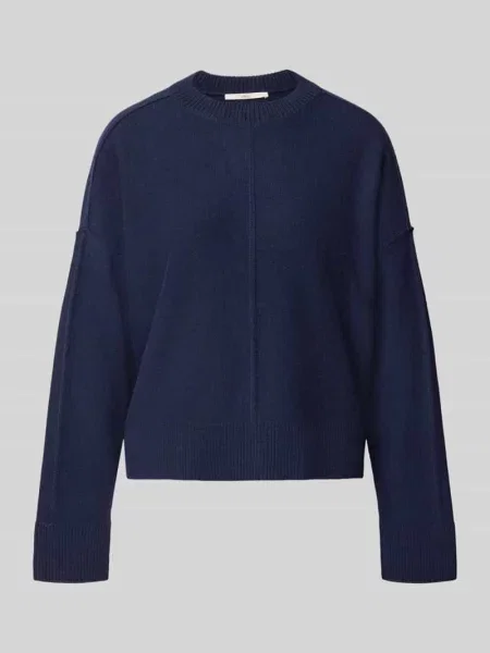 Sweter wełniany z mieszanki żywej wełny i bawełny Lanius granatowy