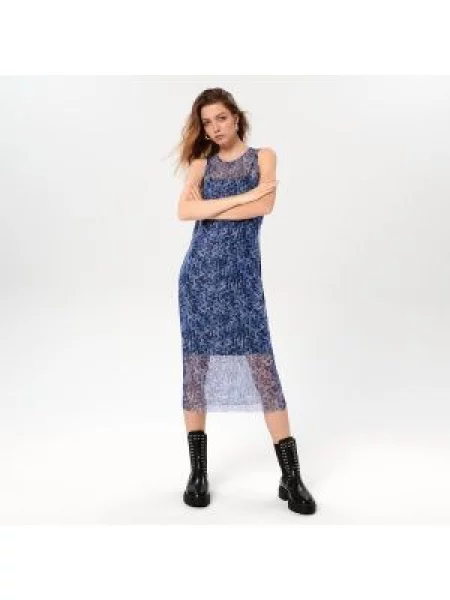 Sinsay Vzorované midi šaty Vícebarevná