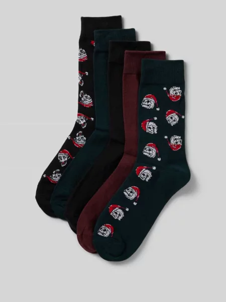 Skarpety z detalem z logo w zestawie 5 szt. model ‘XMAS SKULL’ Jack&jones