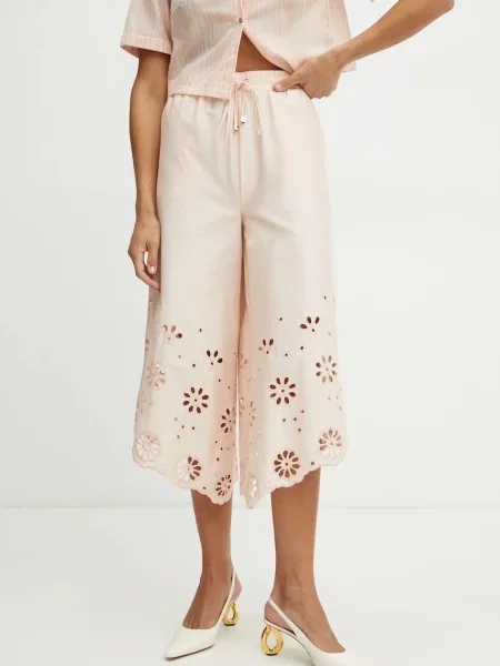 Fracomina pantaloni de lat high waist bej