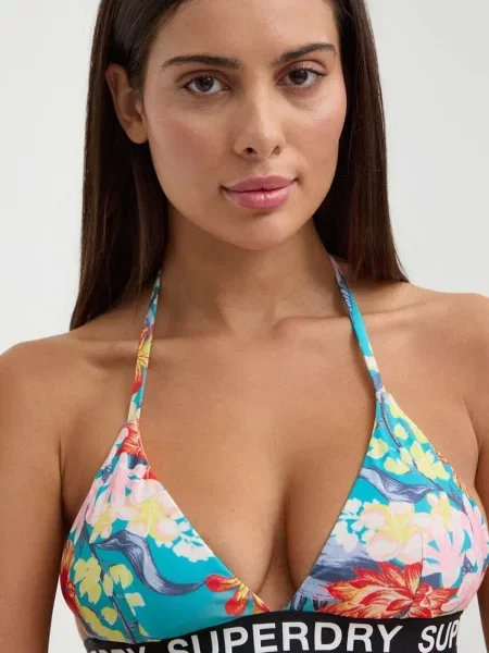 Sutien triunghi Superdry cu autograf albastru