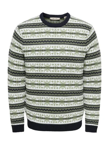 Only & Sons Pulover ONSHARRY verde alb