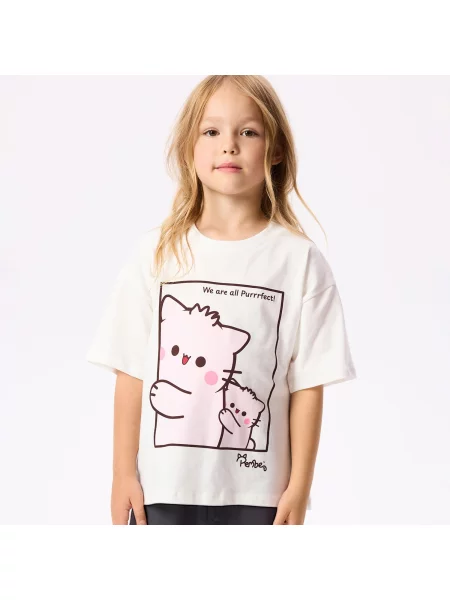 Reserved Pembe the Pink Cat mintás póló krémszínű rózsaszín