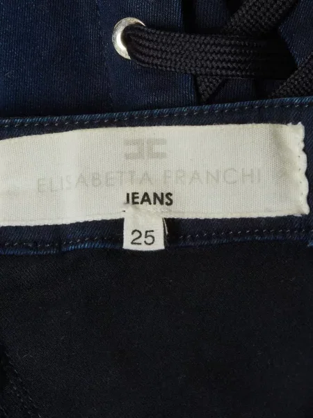 Слаб дънки skinny fit Elisabetta Franchi с връзки с дантела синьо