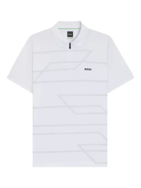 Tricou polo Boss cu imprimeu geometric alb