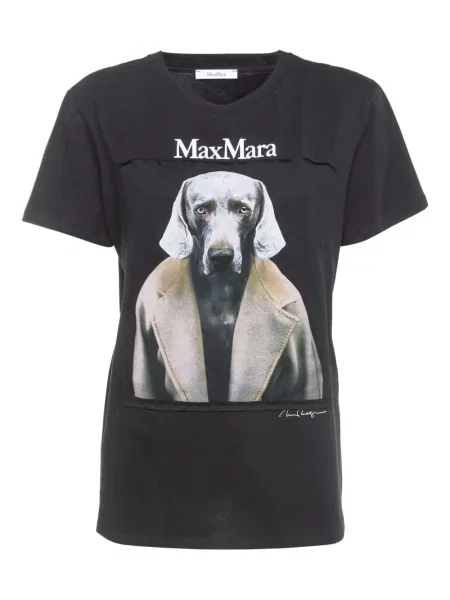Тениска Max Mara с принт черно