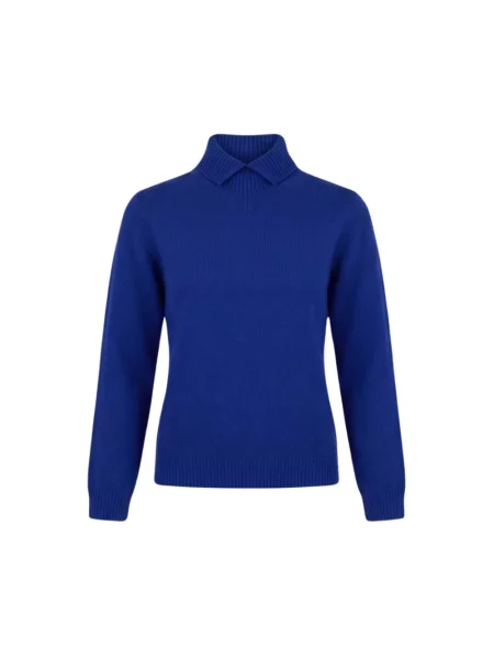Lniany sweter z golfem Jil Sander niebieski