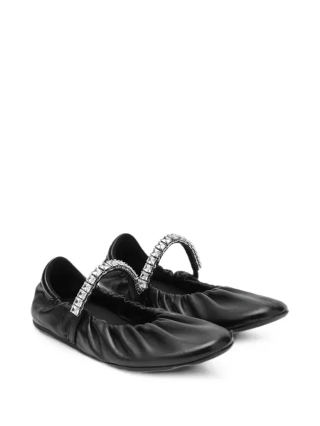 Balerini Jimmy Choo din piele cu bretele negru