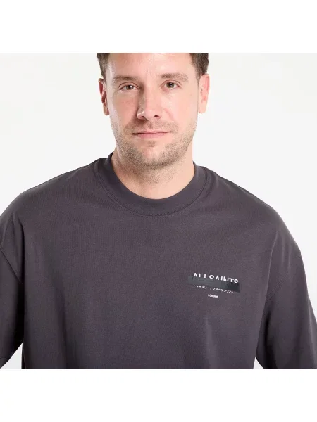 Tričko AllSaints Redact Oversized Logo T-Shirt Washed Black L černé