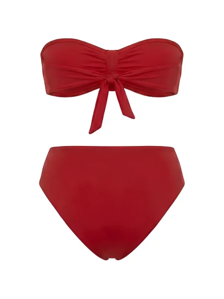 Bikini La Reveche cu model floral cu aplicații roșu