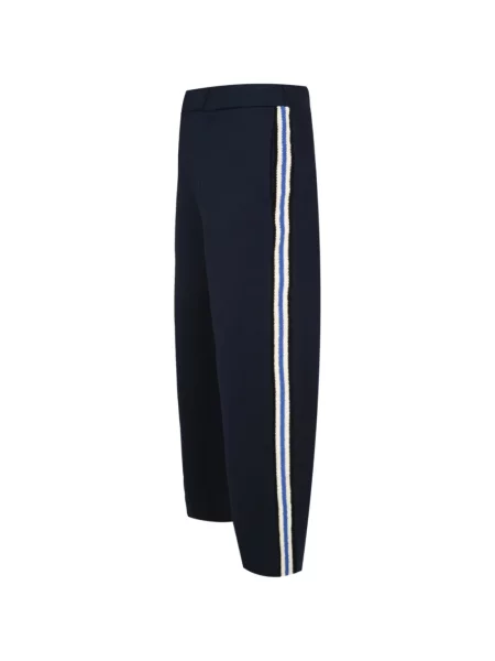 Pantaloni Commas cu dungi din jerseu albastru
