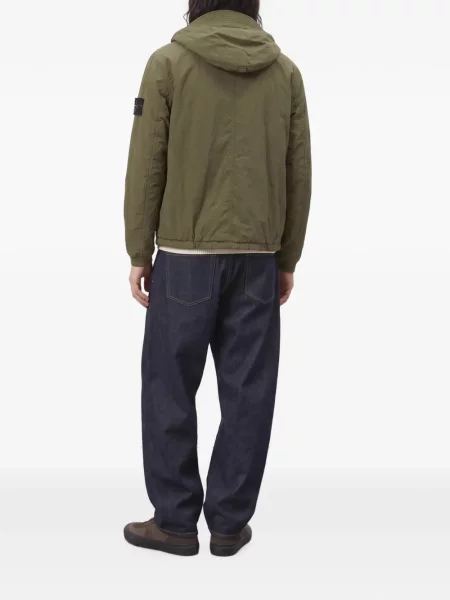 Geacă Stone Island cu glugă cu strasuri verde