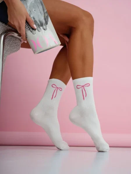 Чорапи Milena с панделка бяло