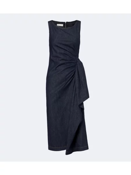 Rochie din denim Dries Van Noten drapată albastru