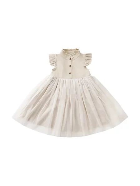 Donsje Dívčí šaty Fleurance Dress béžové