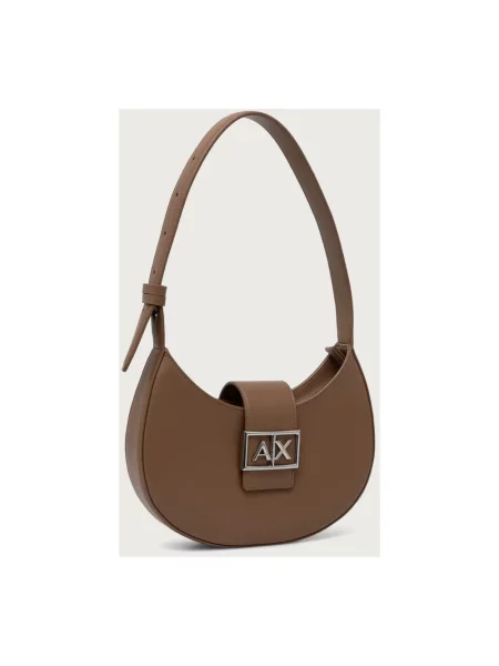 Armani Exchange torebka hobo z imitacji skóry beżowa